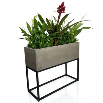 Kovový kvetináč v šedej farbe s hladkým povrchom LOFT FIORINO 62X22X50 cm