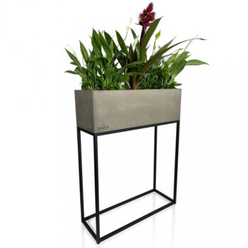 Kovový vysoký kvetináč v šedej farbe s hladkým povrchom LOFT FIORINO 62X22X80 cm