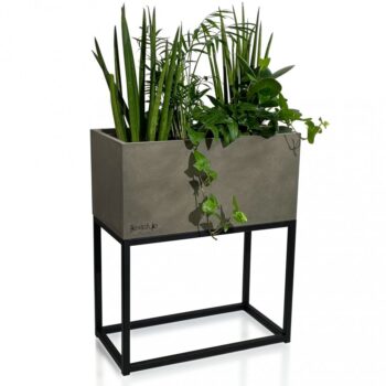 Krásny široký kovový kvetináč v šedej farbe LOFT FIORINO 42X22X50 cm