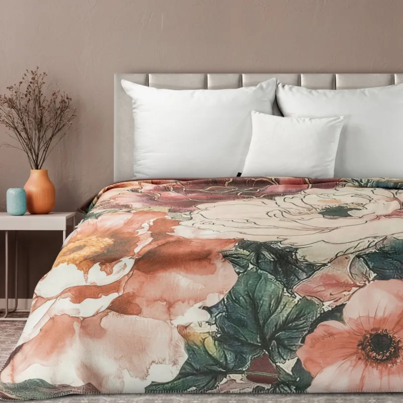 Luxusná akrylová deka s motívom tropických kvetov Šírka: 150 cm | Dĺžka: 200 cm Luxusná akrylová deka s motívom tropických kvetov Šírka: 150 cm | Dĺžka: 200 cm