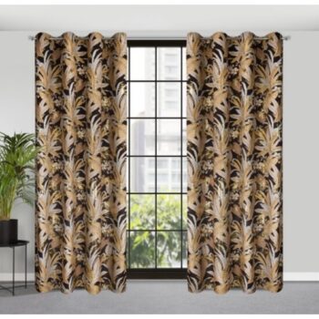Luxusný záves s potlačou listov na kruhy 140 x 250 cm