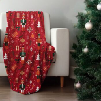 Mäkká deka v červenej farbe s motívom Vianoc - 150 x 200 cm