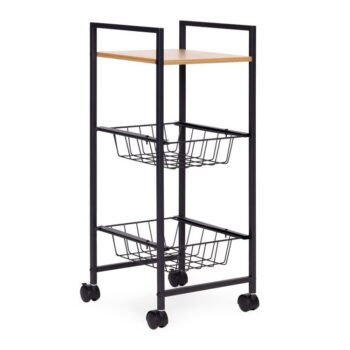 Mobilný regál s 2 košíkmi a poličkou na kolieskach