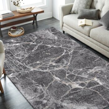 Moderný sivý koberec s prírodným vzorom – obdĺžnikový Šírka: 80 cm | Dĺžka: 150 cm