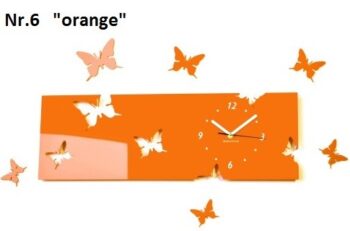 Motýle nástenné hodiny z akrylového skla oranžová