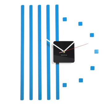 Nalepovacie nástenné hodiny s pruhmi modrá