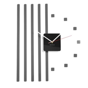 Nalepovacie nástenné hodiny s pruhmi sivá