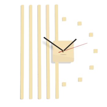 Nalepovacie nástenné hodiny s pruhmi vanilla-ecru