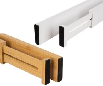 Nastaviteľný bambusový organizér do zásuviek – sada 4 ks hnedá