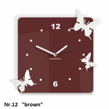 Nástenné dekoračné hodiny motýle hnedá