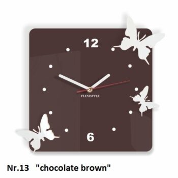 Nástenné dekoračné hodiny motýle tmavohnedá