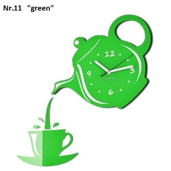 Nástenné hodiny do kuchyne s tichým chodom zelená