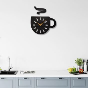 Nástenné hodiny v tvare šálky – moderný dizajn do kuchyne 30 x 30 cm