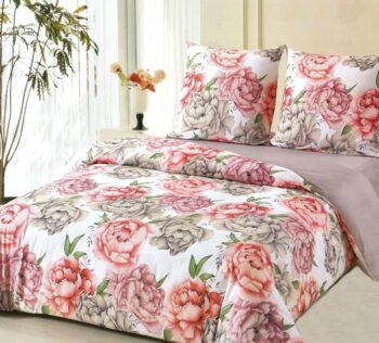 Obojstranná posteľná súprava z bavlneného saténu s motívom pivónií Šírka: 160 cm | Dĺžka: 200 cm