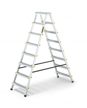 Obojstranný schodíkový rebrík z hliníka, s 8 schodíkmi a nosnosťou 150 kg