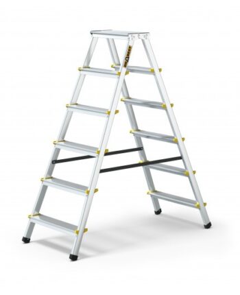 Obojstranný schodíkový rebrík z hliníka, so 6 schodíkmi a nosnosťou 150 kg