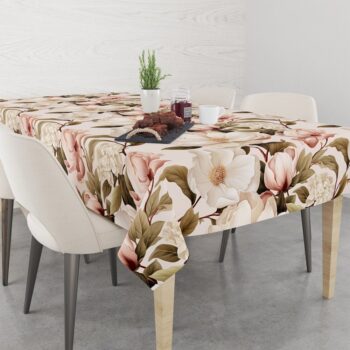 Obrus, štóla s motívom kvetov pivónie v jemných tónoch Šírka: 140 cm | Dĺžka: 240 cm