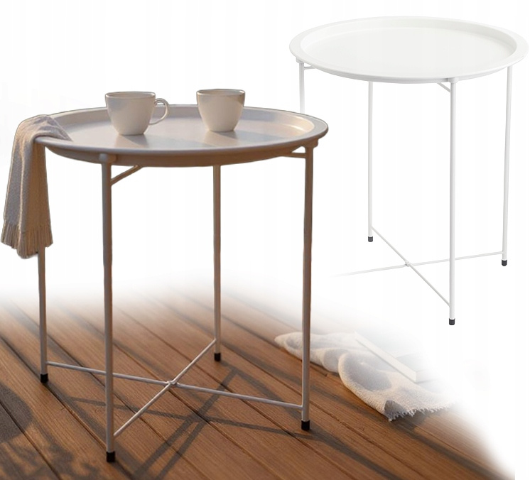 Okrúhly kovový kávový stolík 47 x 50,5 cm - biely Okrúhly kovový kávový stolík 47 x 50,5 cm - biely