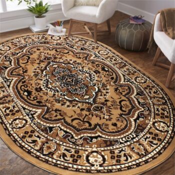 Oválny vintage koberec hnedej farby Šírka: 150 cm | Dĺžka: 210 cm