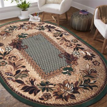 Oválny vintage koberec zelenej farby Šírka: 80 cm | Dĺžka: 150 cm