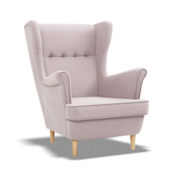 Pohodlné kreslo ušiak v jemnej ružovej farbe