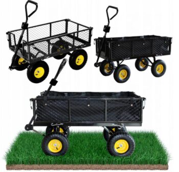 Praktický záhradný vozík 2v1 v čiernej farbe