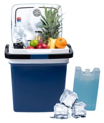 Prenosná turistická chladnička USB 29 l modrá s displejom