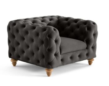 Prešívané luxusné zamatové kreslo do obývačky – dostupné v rôznych farbách antracit