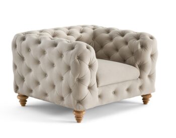 Prešívané luxusné zamatové kreslo do obývačky – dostupné v rôznych farbách béžová