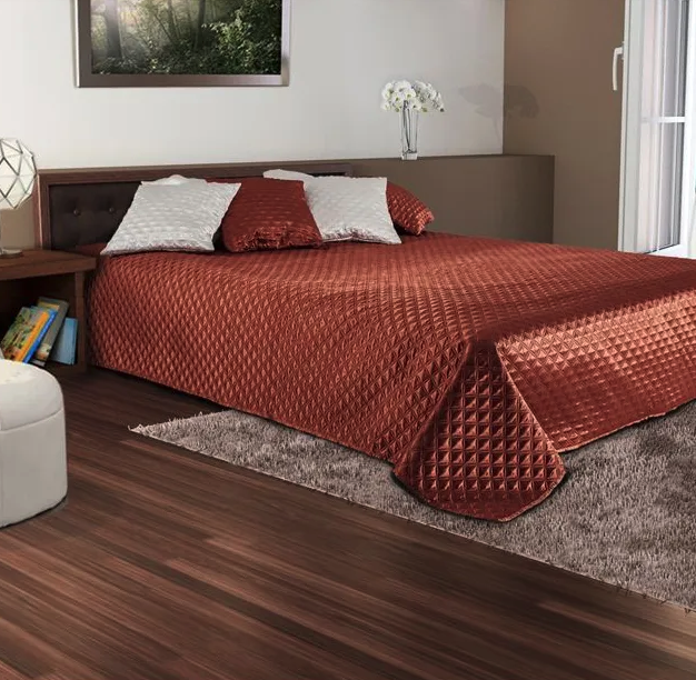 Prešívaný saténový prehoz 200 x 220 cm - PALERMO karamelový Prešívaný saténový prehoz 200 x 220 cm - PALERMO karamelový