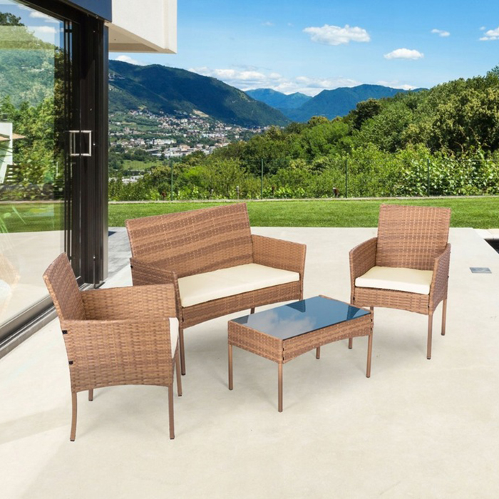 Ratanová sedacia súprava v hnedej farbe Ratanová sedacia súprava v hnedej farbe