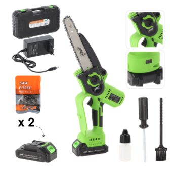 Reťazová akumulátorová píla na konáre s 2 batériami a nabíjačkou