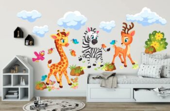 Rozprávková detská nálepka na stenu - safari so zvieratkami Šírka: 120 cm | Dĺžka: 240 cm