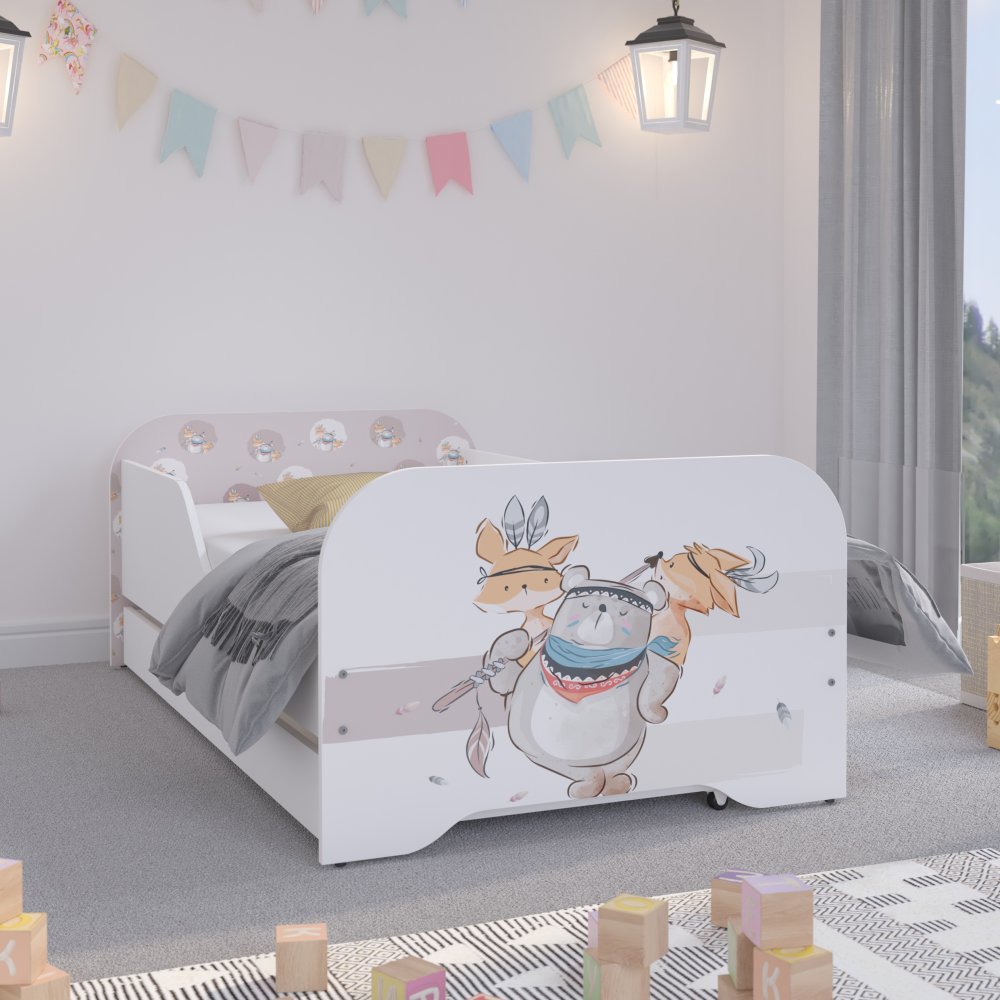 Rozprávkovo krásna detská posteľ 160 x 80 cm traja priatelia Rozprávkovo krásna detská posteľ 160 x 80 cm traja priatelia