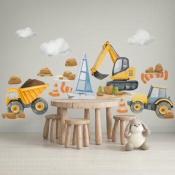 Set nástenných nálepiek pre chlapca - vozidlá a stavebné stroje Šírka: 100 cm | Dĺžka: 200 cm