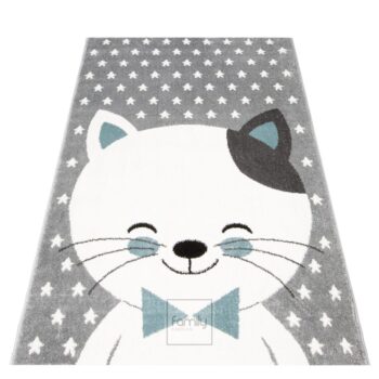 Sivý koberec do detskej izby pre chlapcov kocúrik Murko Šírka: 80 cm | Dĺžka: 150 cm