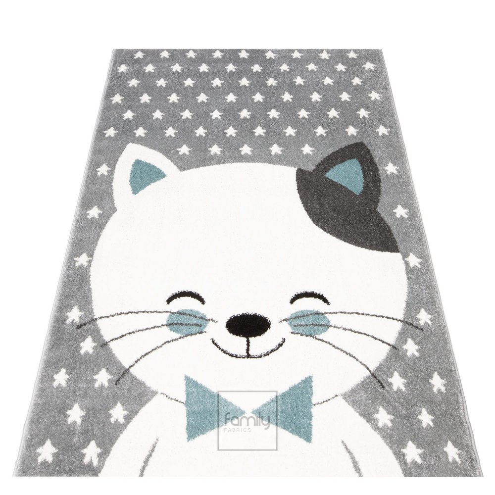 Sivý koberec do detskej izby pre chlapcov kocúrik Murko Šírka: 80 cm | Dĺžka: 150 cm Sivý koberec do detskej izby pre chlapcov kocúrik Murko Šírka: 80 cm | Dĺžka: 150 cm