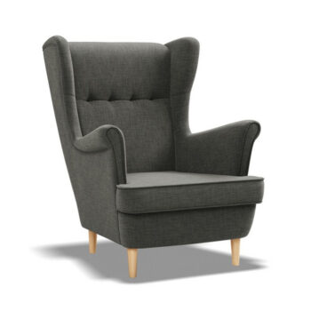 Škandinávske kreslo v tmavosivej farbe