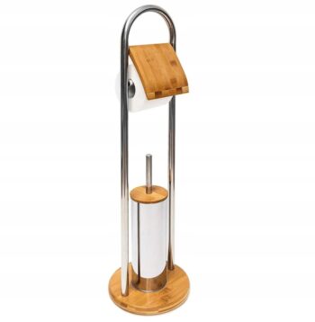 Stojan do kúpeľne v kombinácií bambusového dreva a nerezu