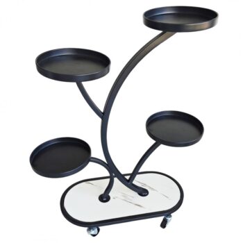 Stojan na kvety s kolieskami čierna