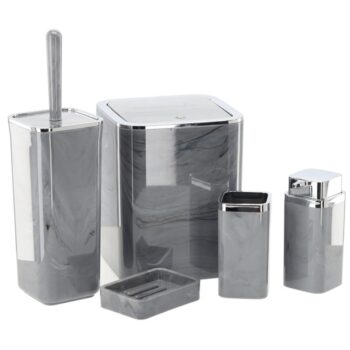 Súprava kúpeľnových doplnkov 5-dielna - sivý mramor