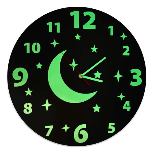 Svietiace nástenné hodiny do detskej izby Priemer: 30 cm Svietiace nástenné hodiny do detskej izby Priemer: 30 cm