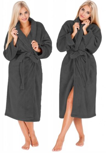 Tmavo sivý dámsky hrejivý župan s opaskom šedá