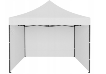 Trojstenný párty stan bez okien biela 3m x 3m