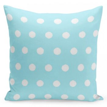 Tyrkysová obliečka s bielymi bodkami 40x40 cm