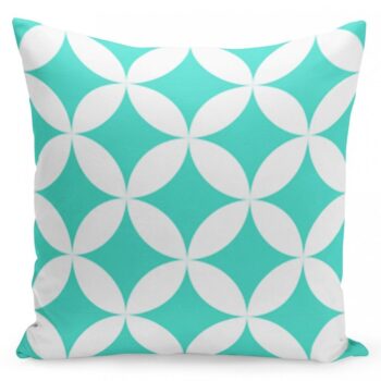Tyrkysová obliečka s bielymi znakmi 40x40 cm