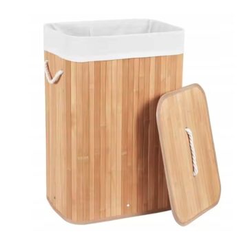 Veľký bambusový kôš na prádlo s vekom 72L prírodná