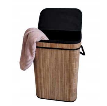 Veľký bambusový kôš na prádlo s vekom 72L svetlo hnedá