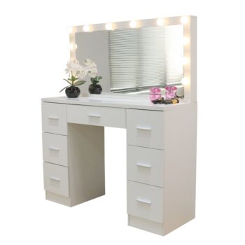 Veľký toaletný stolík biely s osvetlením 80 x 40 x 110cm