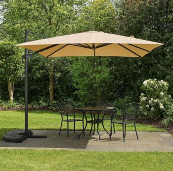 Veľký záhradný slnečník s bočným ramenom ROMA 3 x 3 m - béžový